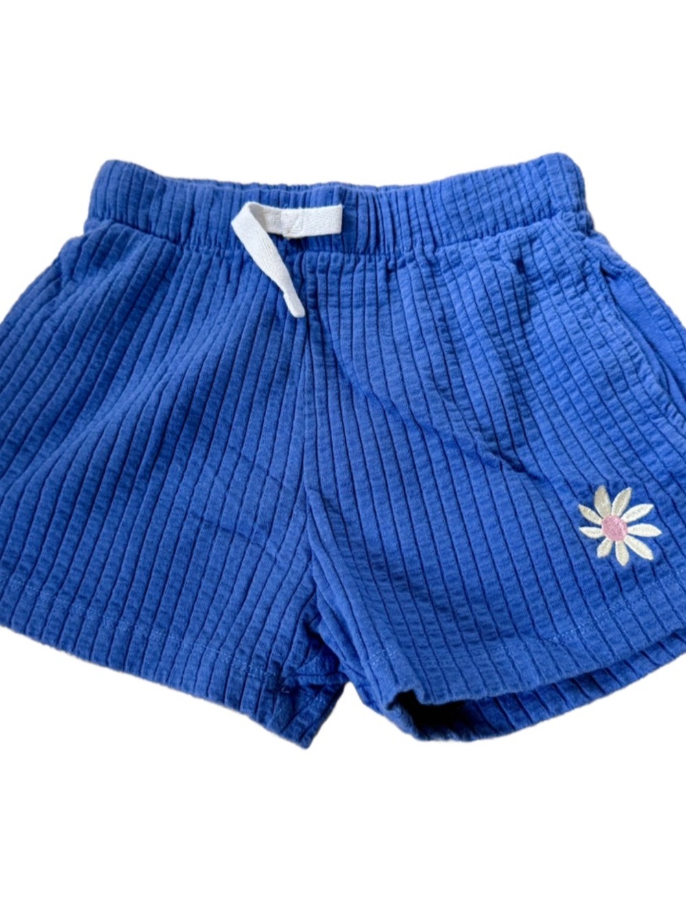 Hanna Andersson Royal Blue Ribbed Shorts with Daisy